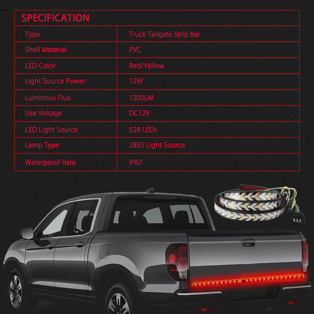 Car light bar, rear multi-functional turn signal, flowing herringbone brake light