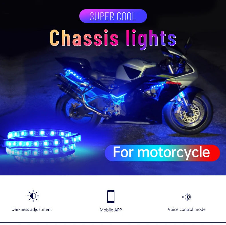 Colorful motorcycle ambient light, LED decorative light, RGB rhythm light, APP remote control motorcycle modification light, neon light