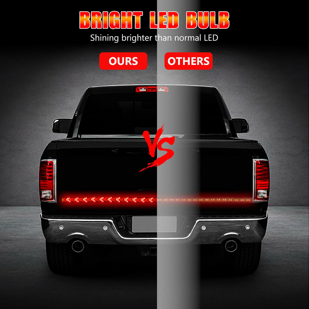 Car light bar, rear multi-functional turn signal, flowing herringbone brake light