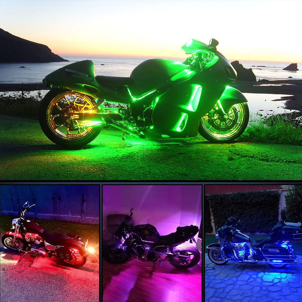 Colorful motorcycle ambient light, LED decorative light, RGB rhythm light, APP remote control motorcycle modification light, neon light