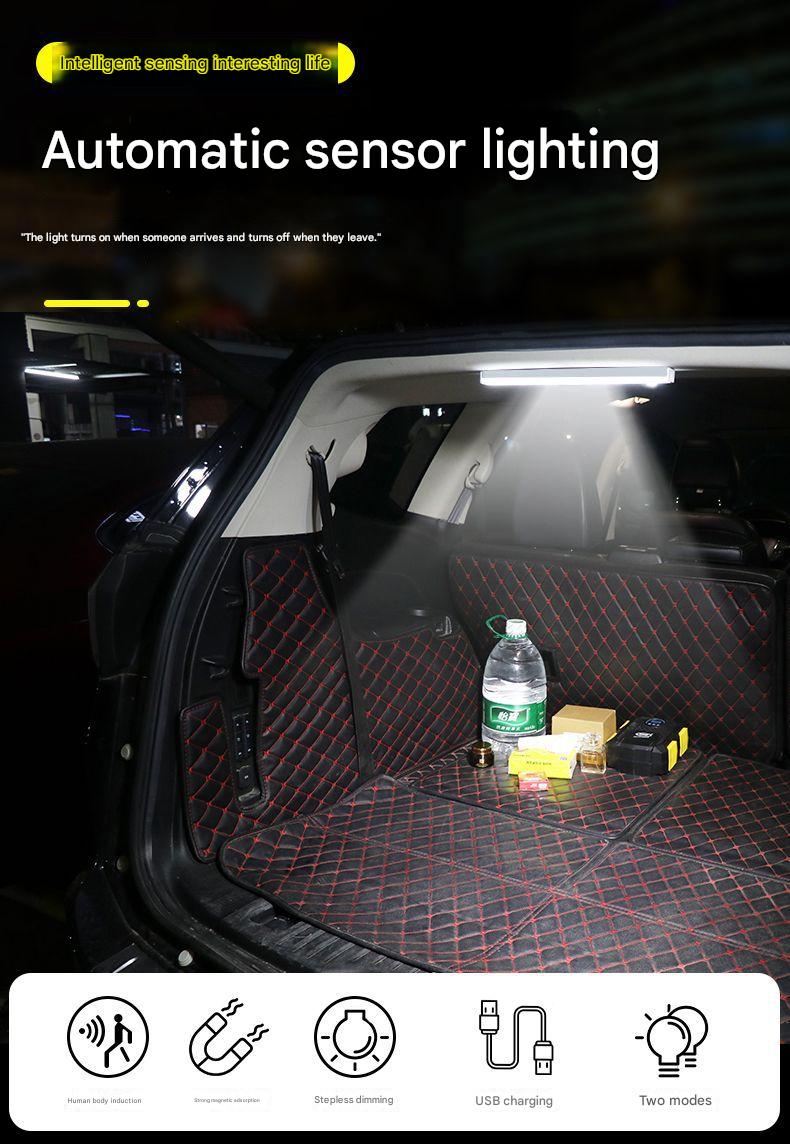 Automatic LED wireless car trunk motion sensor light for interior reading, no wiring required